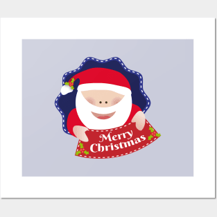 Merry Christmas Santa Claus blue Posters and Art